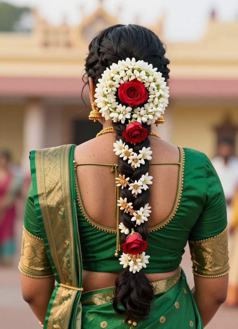 Jasmine-adorned bridal braid