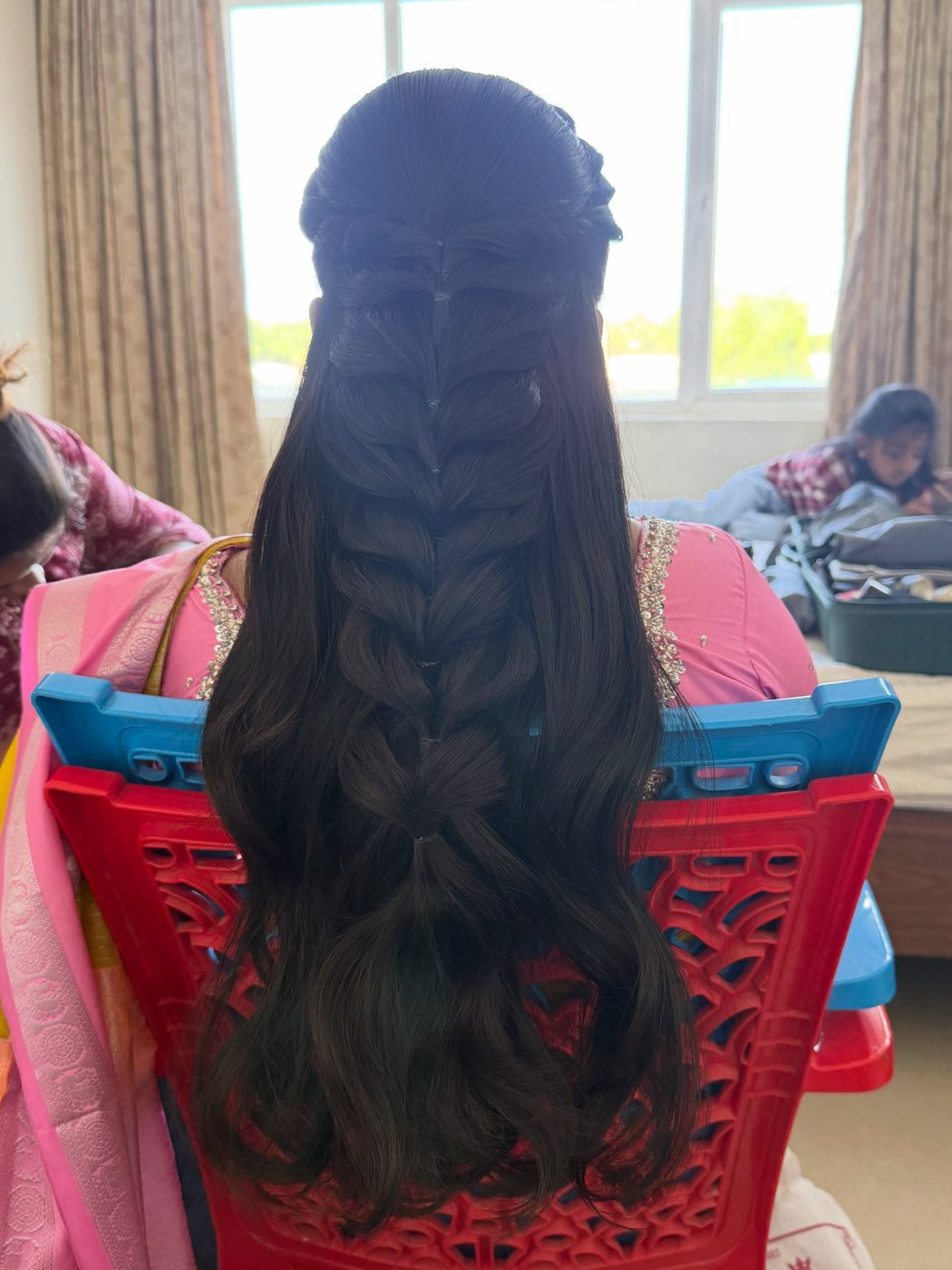 Braided half-up hairstyle